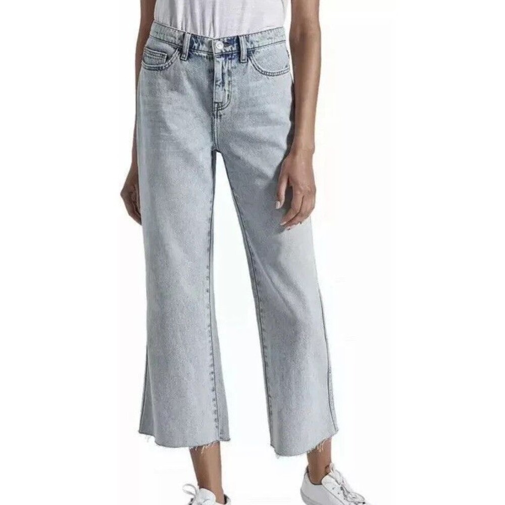 Current Elliott Womens The Feeme Cropped Bell Jeans Wide Leg Light Wash 28x27